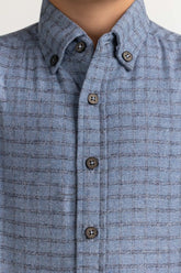 Junior Boy Sky Checkered Casual Shirt 224-317-010